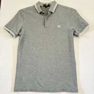 Fred Perry Polo Shirt Mens Gray Short Sleeve Cotton Tipped Small